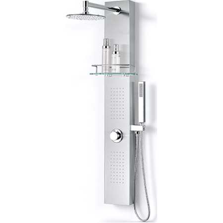 Anzzi Coastal 44" Retrofit Shower Panel with Single Function Rain Shower Head and 2 Jet Body Sprays Brushed Steel