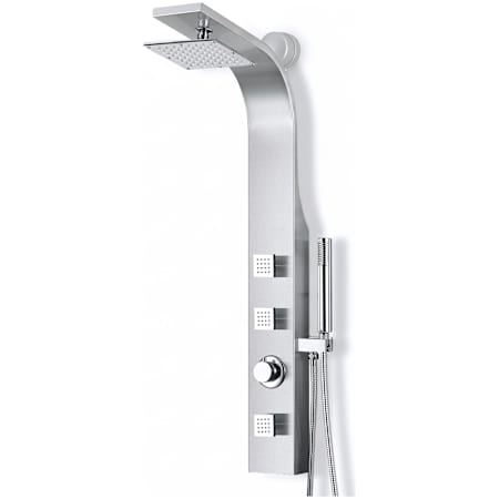Anzzi Sans 40" Thermostatic Shower Panel with Single Function Rain Shower Head with 3 Jet Body Sprays Brushed Steel