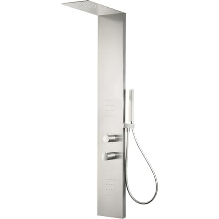 Anzzi Collines Thermostatic Shower Panel with Shower Head, Hand Shower, Body Sprays, and Hose Brushed Nickel