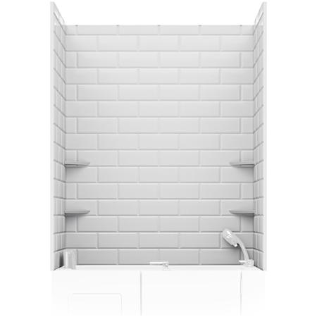 Anzzi Rampart 60" Wide x 60" High 2-Piece Glue-Up Acrylic Shower Wall Set with 5" x 10" Subway Tile Design White