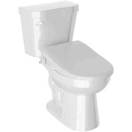 Anzzi Rev 1.28 GPF Two Piece Round Toilet with Right Hand Lever - Bidet Seat Included White