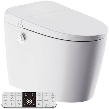 Anzzi Dia Series 1.28 GPF Dual Flush One Piece Elongated Toilet - Bidet Seat Included White