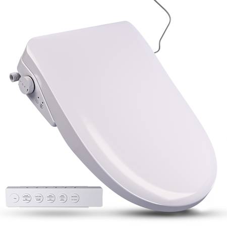 Anzzi Round Bidet Seat with Wireless Remote Control and Warm Air Dryer White
