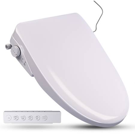 Anzzi Elongated Bidet Seat with Wireless Remote Control and Auto Lid Open/Close Technology White