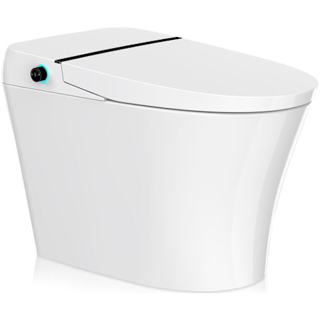 Anzzi ENVO Juno 1.28 GPF Dual Flush One Piece Elongated Smart Toilet with Left Hand Lever - Bidet Seat Included White