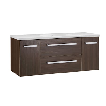 Anzzi Conques 48" Wall Mounted / Floating Single Vanity Set with Wood Cabinet, Ceramic Vanity Top, Integrated Sink, and Wood Side Cabinet Brown