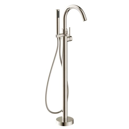 Anzzi Coral Floor Mounted Claw Foot Tub Filler with Built-In Diverter - Includes Hand Shower Brushed Nickel