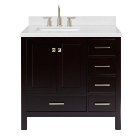 Ariel Cambridge 36" Free Standing Single Basin Vanity Set with Cabinet and Quartz Vanity Top Espresso