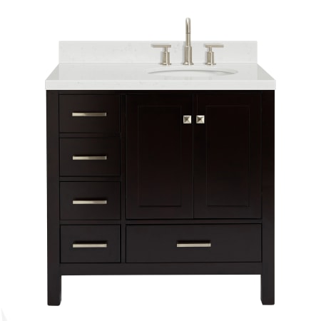 Ariel Cambridge 36" Free Standing Single Basin Vanity Set with Cabinet and Quartz Vanity Top Espresso