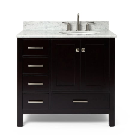 Ariel Cambridge 37" Free Standing Single Basin Vanity Set with Cabinet and Marble Vanity Top Espresso