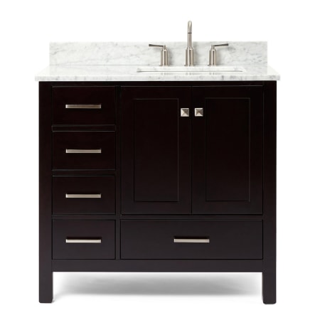 Ariel Cambridge 37" Free Standing Single Basin Vanity Set with Cabinet and Marble Vanity Top Espresso