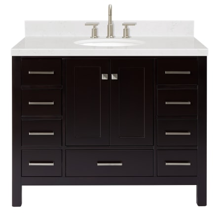 Ariel Cambridge 42" Free Standing Single Basin Vanity Set with Cabinet, Quartz Vanity Top, and Oval Bathroom Sink Espresso
