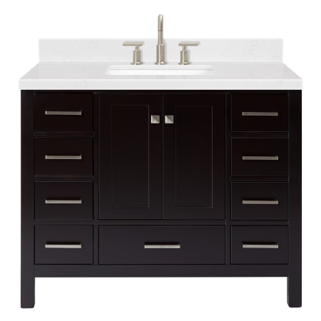 Ariel Cambridge 42" Free Standing Single Basin Vanity Set with Cabinet, Quartz Vanity Top, and Rectangular Bathroom Sink Espresso