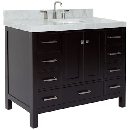 Ariel Cambridge 43" Free Standing Single Basin Vanity Set with Cabinet and Marble Vanity Top Espresso / Italian Carrara Marble Top / Brushed Nickel Hardware