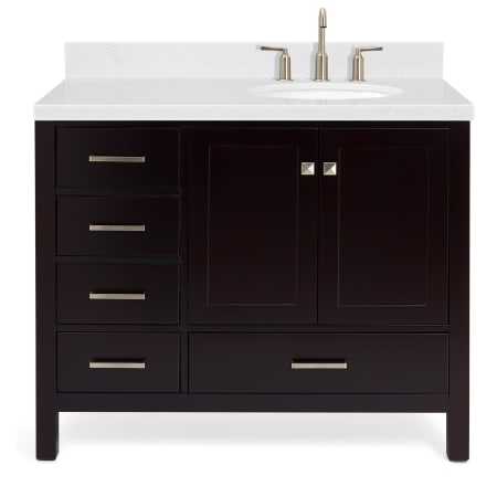 Ariel Cambridge 43" Free Standing Single Basin Vanity Set with Cabinet and Quartz Vanity Top Espresso