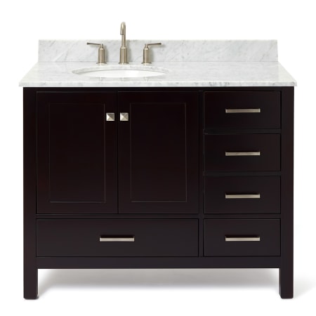 Ariel Cambridge 43" Free Standing Single Basin Vanity Set with Cabinet and Marble Vanity Top Espresso