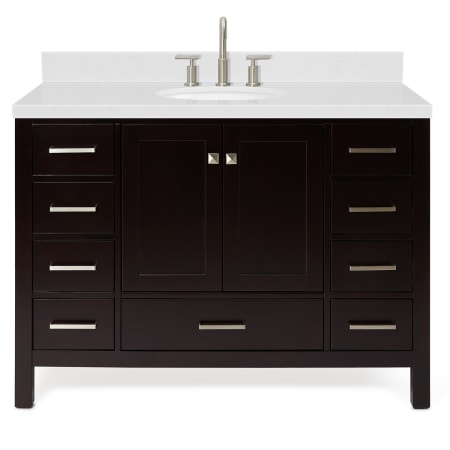 Ariel Cambridge 48" Free Standing Single Basin Vanity Set with Cabinet, Quartz Vanity Top, and Oval Bathroom Sink Espresso