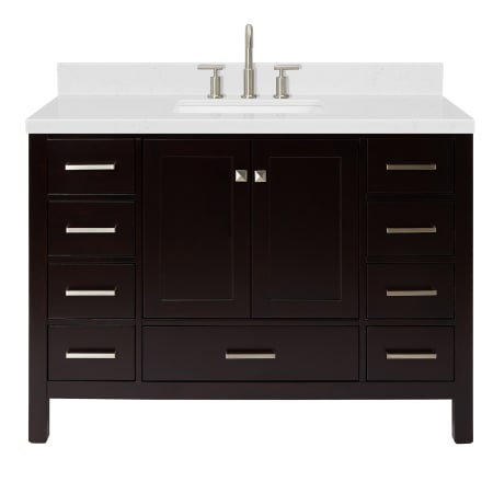 Ariel Cambridge 48" Free Standing Single Basin Vanity Set with Cabinet, Quartz Vanity Top, and Rectangular Bathroom Sink Espresso