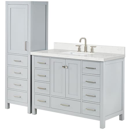 Ariel Cambridge 68" Free Standing Single Basin Vanity Set with Cabinet and Quartz Vanity Top Grey / Carrara White Quartz Top / Brushed Nickel Hardware