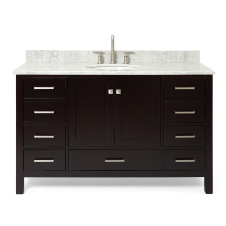 Ariel Cambridge 55" Free Standing Single Basin Vanity Set with Cabinet and Marble Vanity Top Espresso
