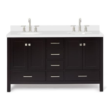 Ariel Cambridge 61" Free Standing Double Basin Vanity Set with Cabinet and Quartz Vanity Top Espresso