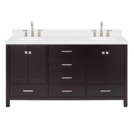 Ariel Cambridge 67" Free Standing Double Basin Vanity Set with Cabinet and Quartz Vanity Top Espresso