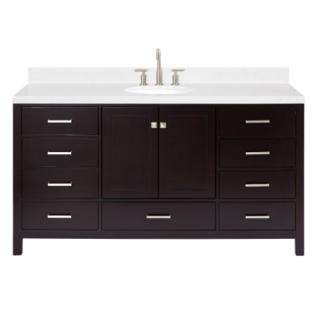 Ariel Cambridge 67" Free Standing Single Basin Vanity Set with Cabinet and Quartz Vanity Top Espresso