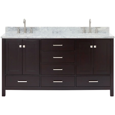 Ariel Cambridge 66" Thick Carrara Marble Vanity Top Espresso