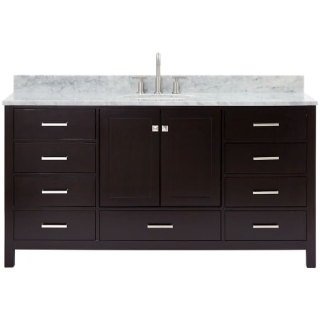 Ariel Cambridge 66" Thick Carrara Marble Vanity Top Espresso