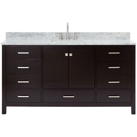 Ariel Cambridge 67" Free Standing Single Basin Vanity Set with Cabinet and Marble Vanity Top Espresso