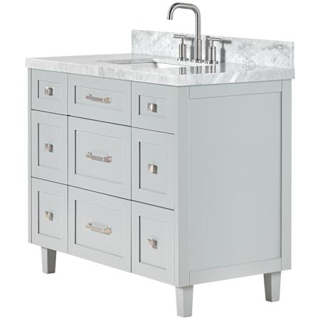 Ariel Monroe 43" Free Standing Single Basin Vanity Set with Cabinet and Marble Vanity Top Grey / Italian Carrara Marble Top / Brushed Nickel Hardware