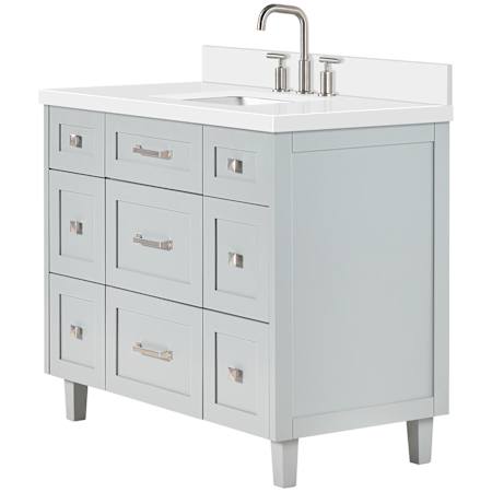 Ariel Monroe 43" Free Standing Single Basin Vanity Set with Cabinet and Quartz Vanity Top Grey / Pure White Quartz Top / Brushed Nickel Hardware
