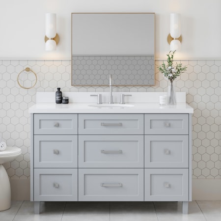 Ariel Monroe 54" Free Standing Single Basin Vanity Set with Cabinet and Quartz Vanity Top Grey
