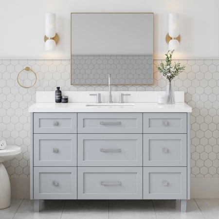 Ariel Monroe 54" Free Standing Single Basin Vanity Set with Cabinet and Quartz Vanity Top Grey
