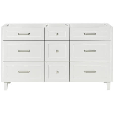 Ariel Monroe 60" Double Free Standing Vanity Cabinet Only - Less Vanity Top White / Brushed Nickel