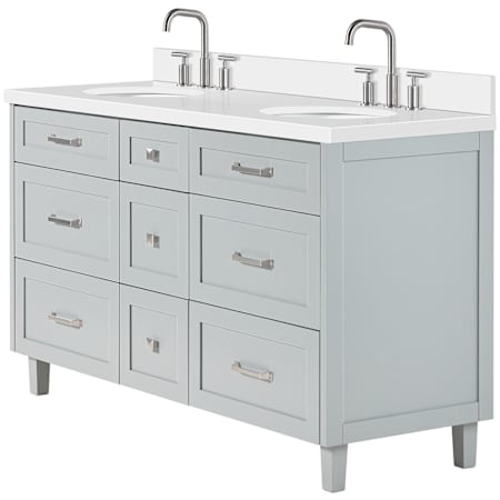 Ariel Monroe 61" Free Standing Double Basin Vanity Set with Cabinet and Quartz Vanity Top Grey / Pure White Quartz Top / Brushed Nickel Hardware