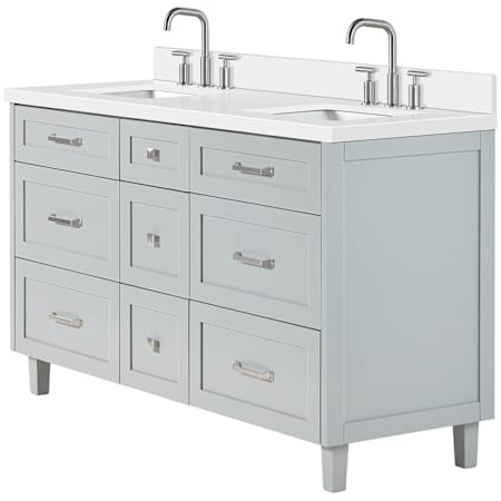 Ariel Monroe 61" Free Standing Double Basin Vanity Set with Cabinet and Quartz Vanity Top Grey / Pure White Quartz Top / Brushed Nickel Hardware