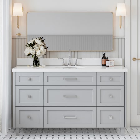 Ariel Monroe 61" Free Standing Single Basin Vanity Set with Cabinet and Quartz Vanity Top Grey