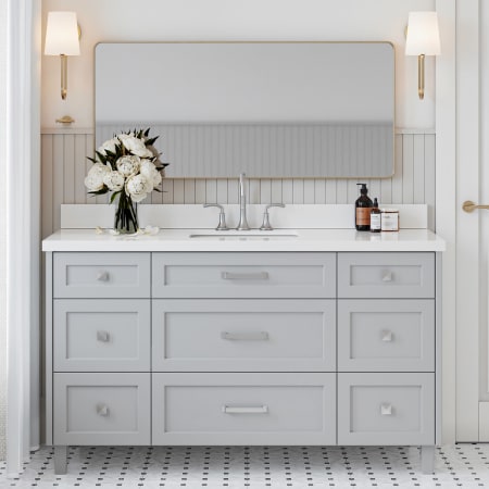 Ariel Monroe 60" Free Standing Single Basin Vanity Set with Cabinet and Quartz Vanity Top Grey