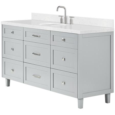 Ariel Monroe 66" Free Standing Single Basin Vanity Set with Cabinet and Quartz Vanity Top Grey / Carrara White Quartz Top / Brushed Nickel Hardware