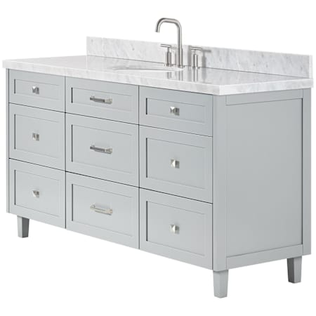 Ariel Monroe 67" Free Standing Single Basin Vanity Set with Cabinet and Marble Vanity Top Grey / Italian Carrara Marble Top / Brushed Nickel Hardware