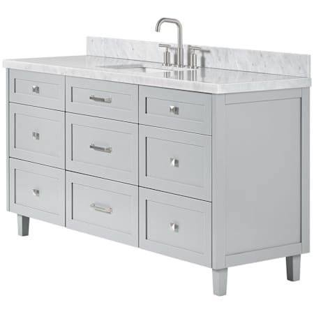 Ariel Monroe 67" Free Standing Single Basin Vanity Set with Cabinet and Marble Vanity Top Grey / Italian Carrara Marble Top / Brushed Nickel Hardware