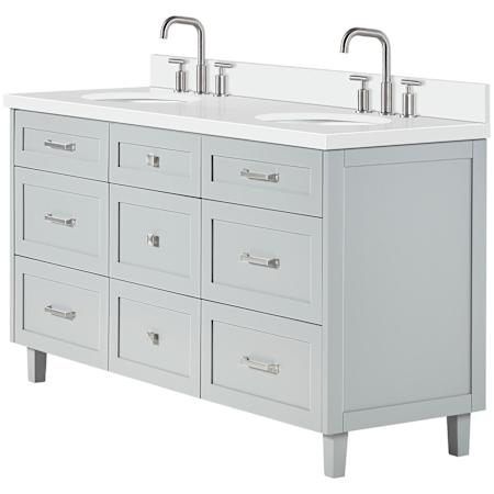 Ariel Monroe 67" Free Standing Double Basin Vanity Set with Cabinet and Quartz Vanity Top Grey / Pure White Quartz Top / Brushed Nickel Hardware