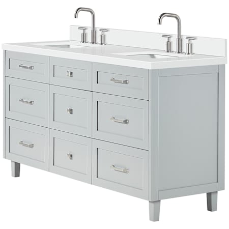 Ariel Monroe 67" Free Standing Double Basin Vanity Set with Cabinet and Quartz Vanity Top Grey / Pure White Quartz Top / Brushed Nickel Hardware
