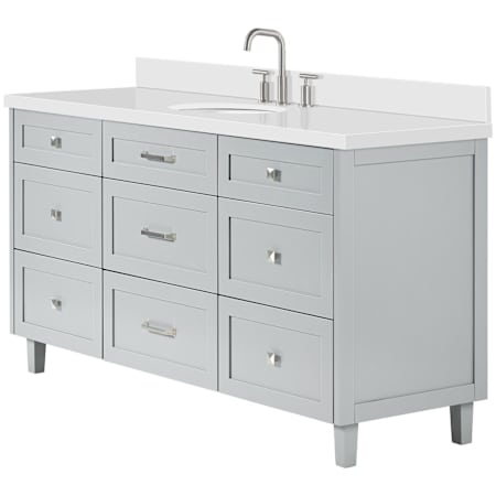 Ariel Monroe 67" Free Standing Single Basin Vanity Set with Cabinet and Quartz Vanity Top Grey / Pure White Quartz Top / Brushed Nickel Hardware