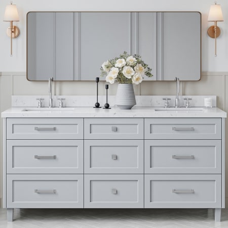 Ariel Monroe 72" Free Standing Double Basin Vanity Set with Cabinet and Quartz Vanity Top Grey