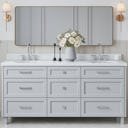 Ariel Monroe 73" Free Standing Double Basin Vanity Set with Cabinet and Quartz Vanity Top Grey