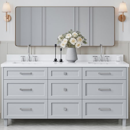 Ariel Monroe 72" Free Standing Double Basin Vanity Set with Cabinet and Quartz Vanity Top Grey