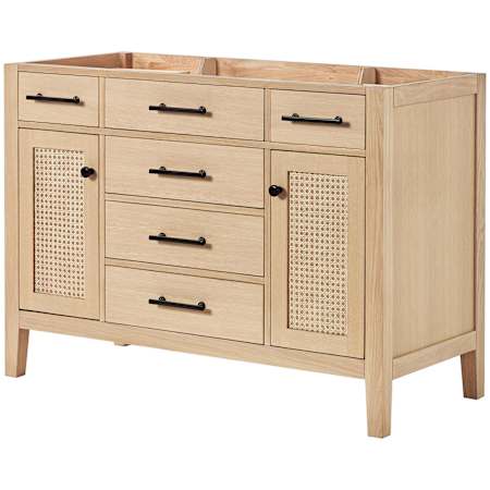 Ariel Camila 48" Single Free Standing Vanity Cabinet - Less Vanity Top Oak / Matte Black Hardware