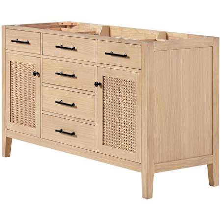 Ariel Camila 60" Single Free Standing Vanity Cabinet - Less Vanity Top Oak / Matte Black Hardware